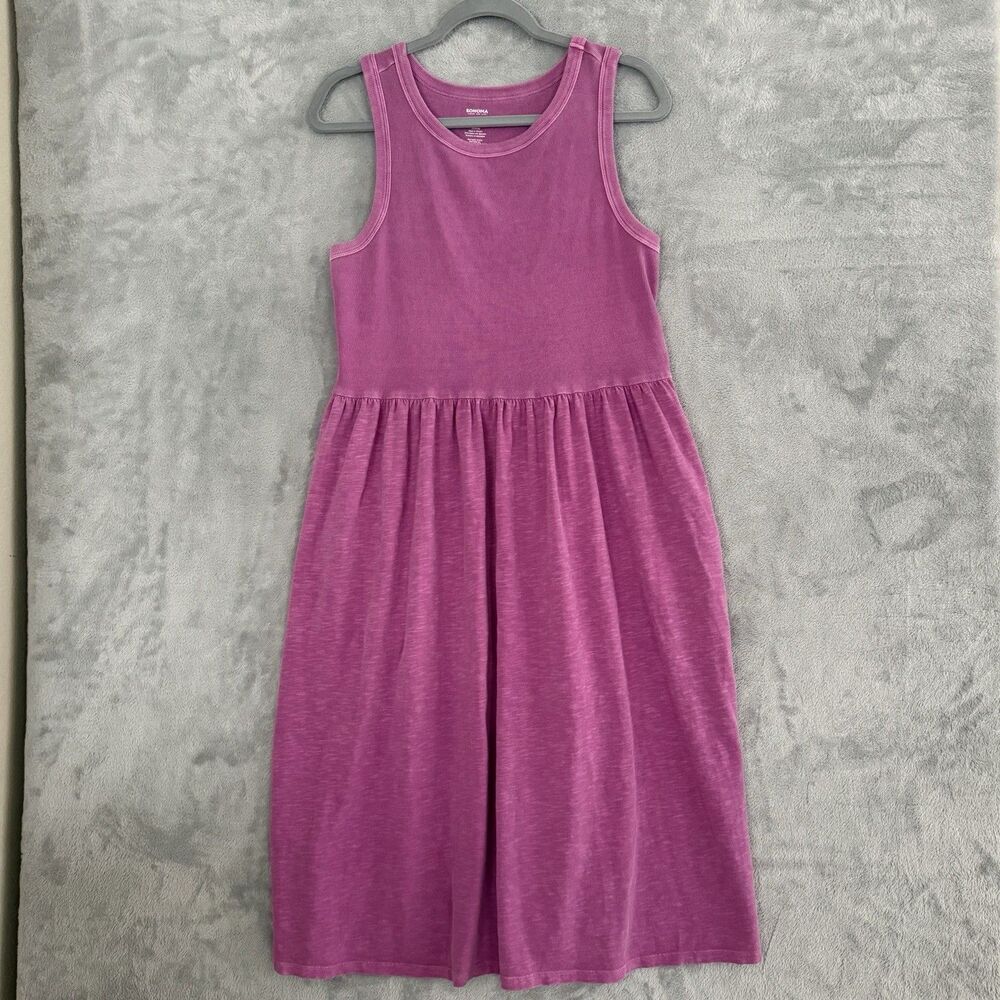 Sonoma Goods For Life Dress Womens PXL Pink Knit Stretch Midi A-Line Petite